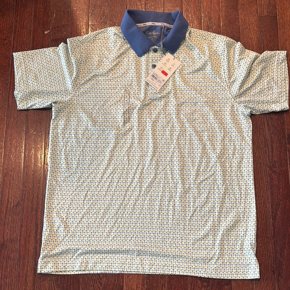 Walter Hagen Blue and White Patterned Polo Shirt